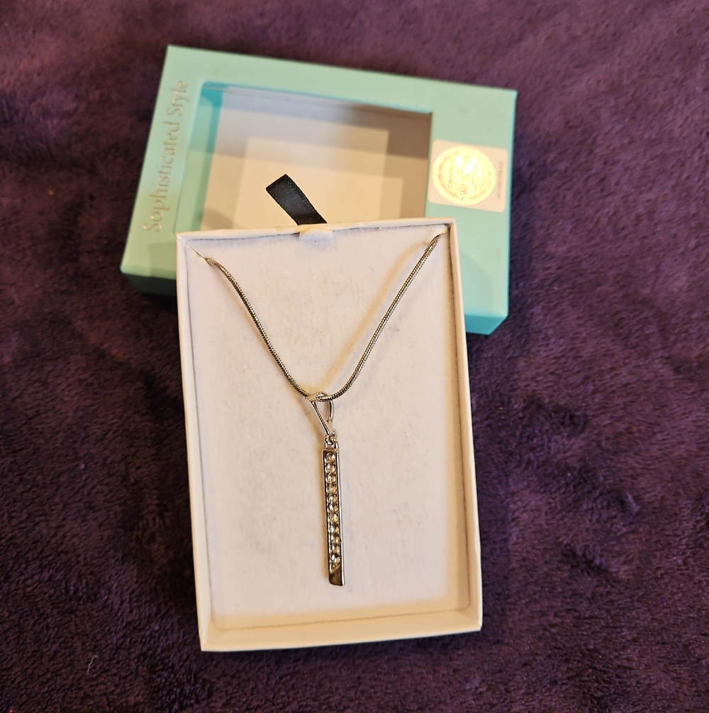 Swarovski Silver Bar Crystal Pendant Necklace